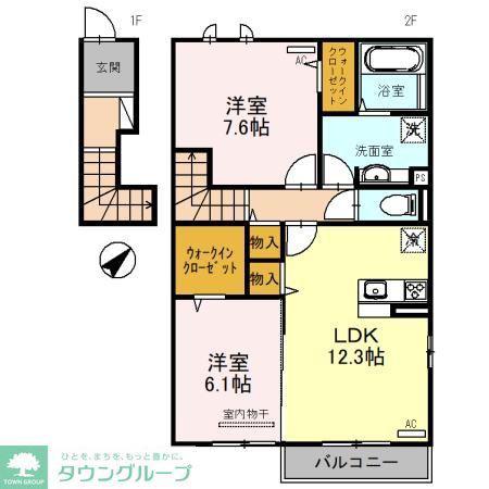 TAKE-2(2LDK/2階)の間取り写真