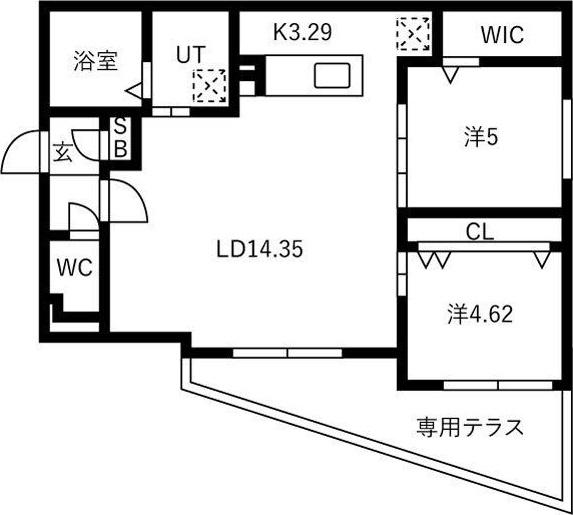 A-BIC厚別中央(2LDK/1階)の間取り写真