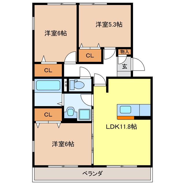 グランドマーニ(3LDK/2階)の間取り写真