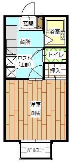 カーサ・ブランカ(1K/1階)の間取り写真