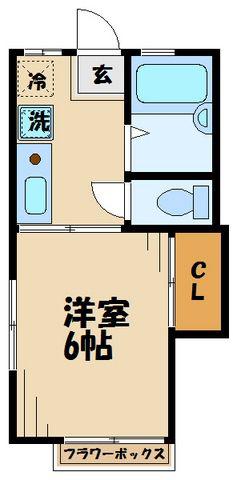 サウスクレスト(1K/2階)の間取り写真