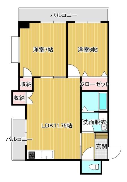 アモリーノ(2LDK/5階)の間取り写真