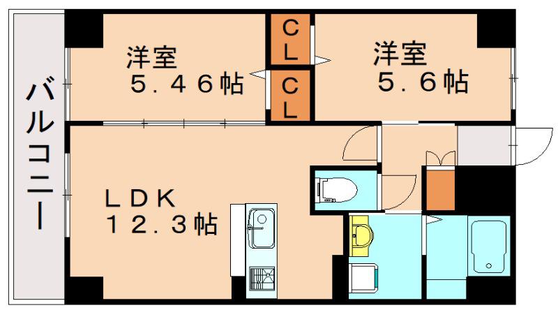 エミネント水巻駅前(2LDK/7階)の間取り写真