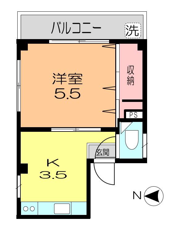 星野ビル(1K/4階)の間取り写真