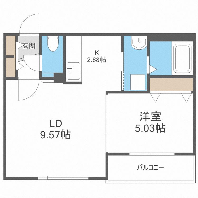 LILAC壱番館(1LDK/2階)の間取り写真