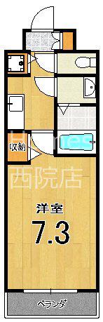 アスヴェル京都壬生ウエスト(1K/4階)の間取り写真