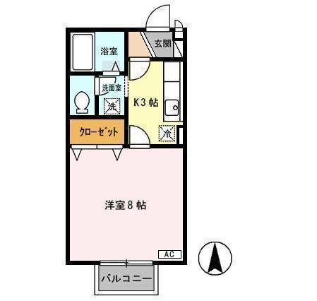 ブランファサードCD(1K/1階)の間取り写真