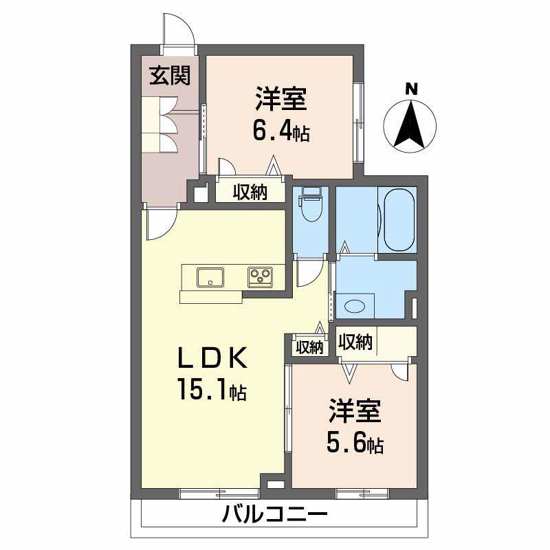 アランチアS(2LDK/1階)の間取り写真