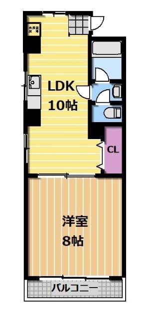 高見かえでビル(1LDK/3階)の間取り写真