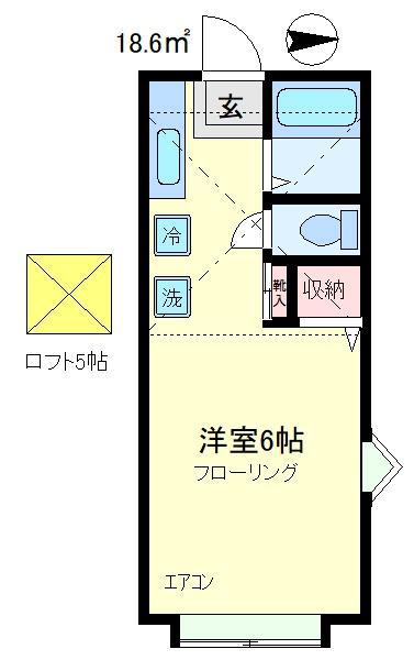 スカイパレスM6(1SK/2階)の間取り写真