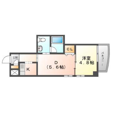 フィール土居(1DK/4階)の間取り写真
