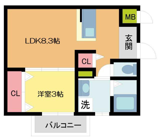 ドエル小花(1LDK/2階)の間取り写真