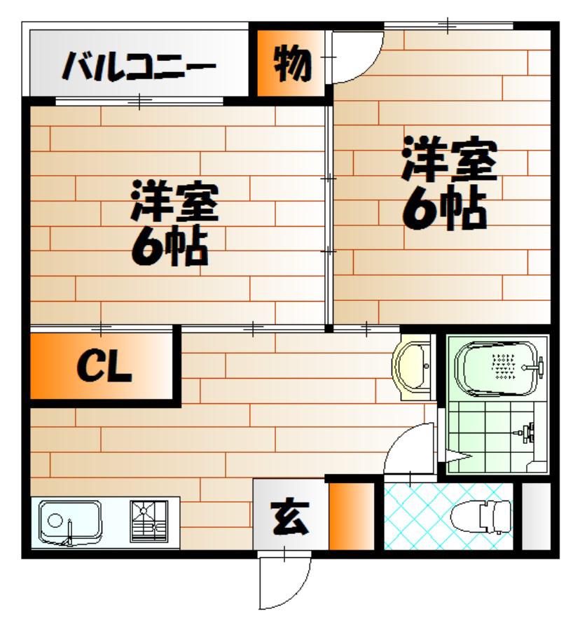 江頭ビル(2DK/3階)の間取り写真