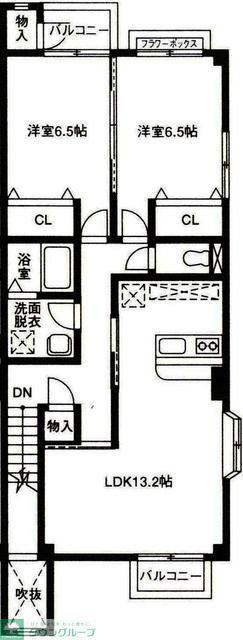 プレジールF・E(2LDK/2階)の間取り写真