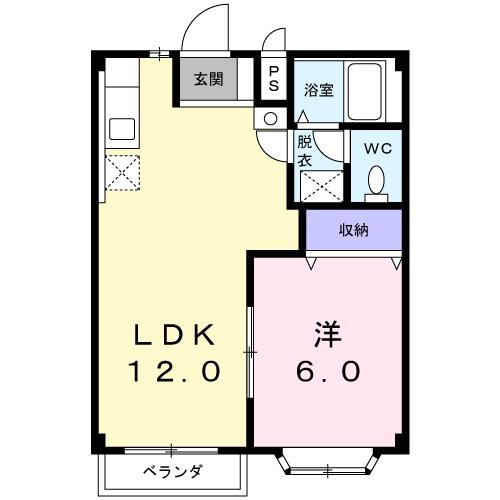 コーポ梨花(1LDK/1階)の間取り写真