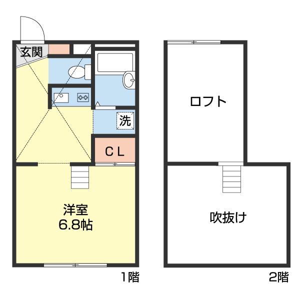 ソフィア紀伊(1K/2階)の間取り写真