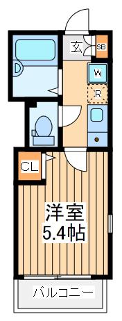 ベイルーム鶴見小野(1K/2階)の間取り写真