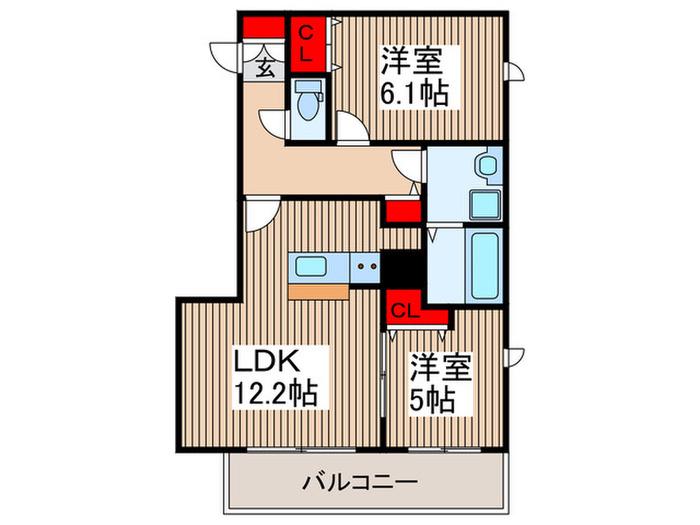クアドリフォリオ所沢(2LDK/3階)の間取り写真