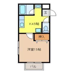 アトムハイツ(1K/1階)の間取り写真
