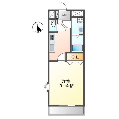 エスポア井ノ口(1K/2階)の間取り写真