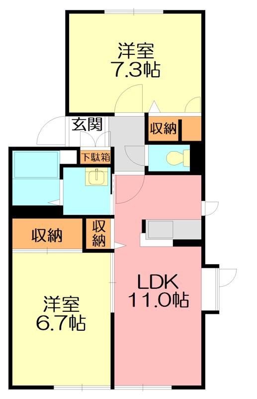メゾンルミエールIII(2LDK/1階)の間取り写真