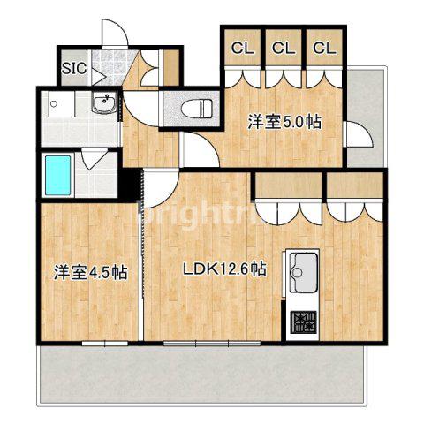 シーズンフラッツ渡辺通(2LDK/11階)の間取り写真