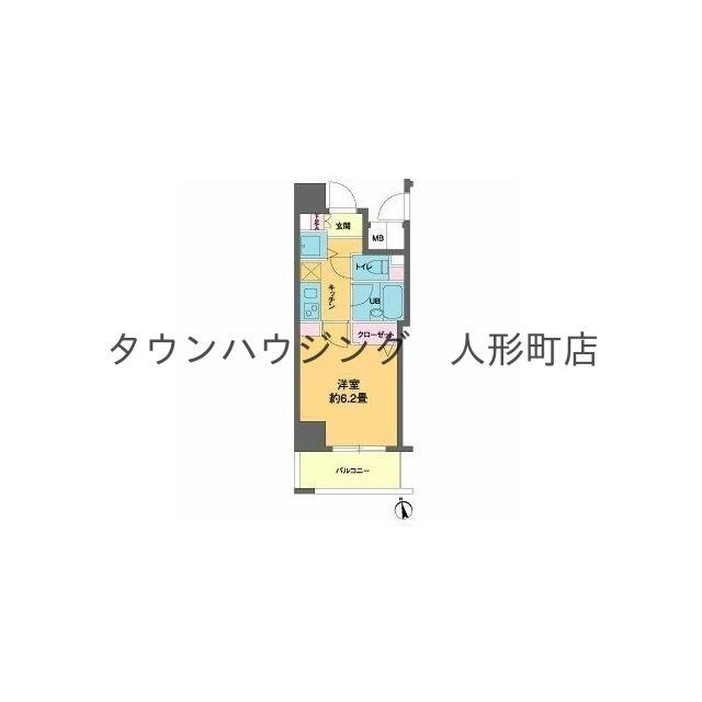 カスタリア新富町III(1K/6階)の間取り写真