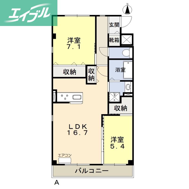 クレセント中仙道6(2LDK/2階)の間取り写真