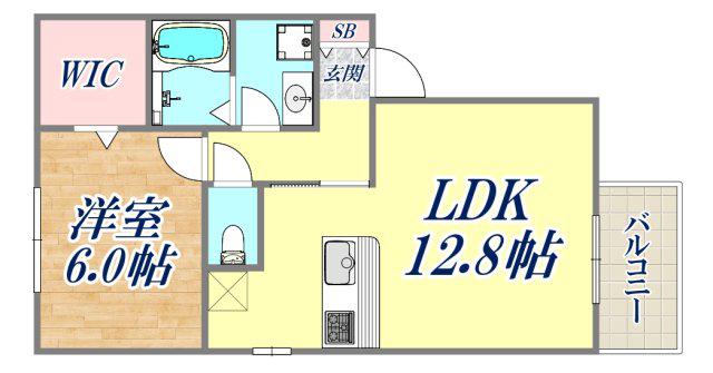 神戸3番館(1LDK/2階)の間取り写真