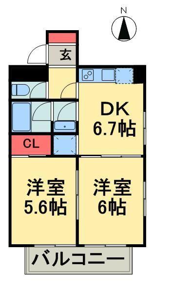 ソサエティ森下(2LDK/7階)の間取り写真