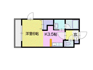 パークコート恵み野(1K/3階)の間取り写真