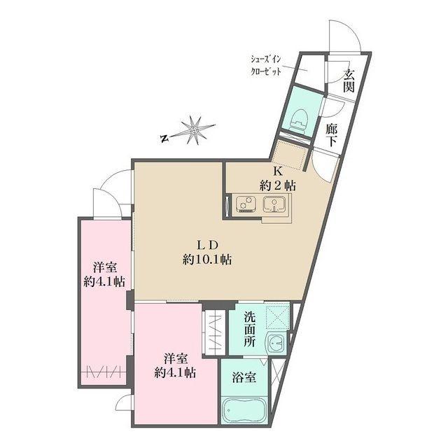 グローリオシェルト杉並方南町(2LDK/2階)の間取り写真
