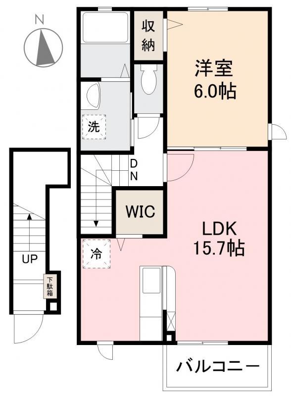 ラ・ベレッツァIIA・B(1LDK/2階)の間取り写真