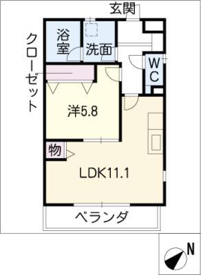 CHOCOLATE(1LDK/3階)の間取り写真