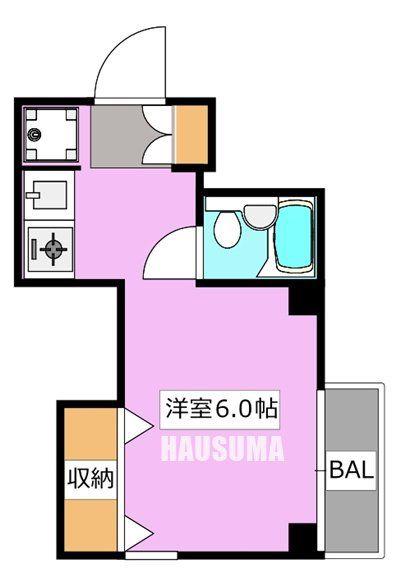 グランディオスU(ワンルーム/2階)の間取り写真