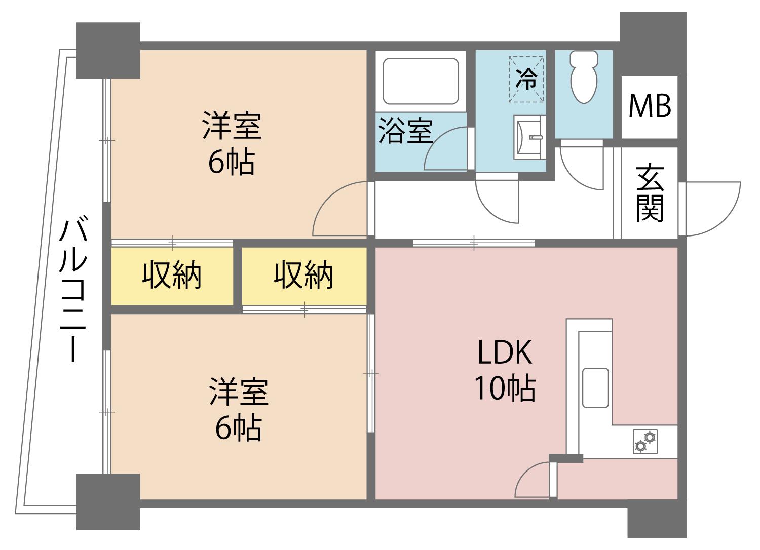 日宝グランディ新町(2LDK/7階)の間取り写真