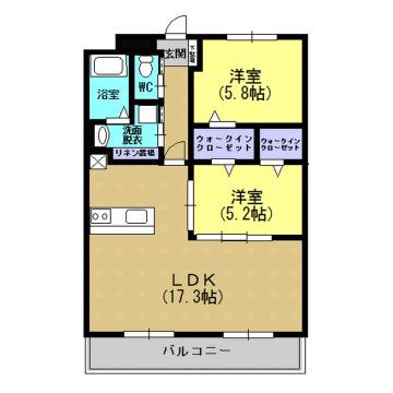 グランディールはませんII(2LDK/2階)の間取り写真