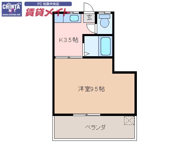第3三恵ビル(1K/3階)の間取り写真