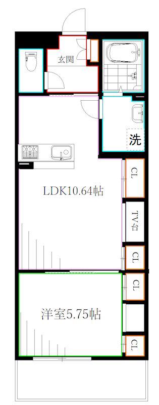 リブリ花小金井(1LDK/2階)の間取り写真
