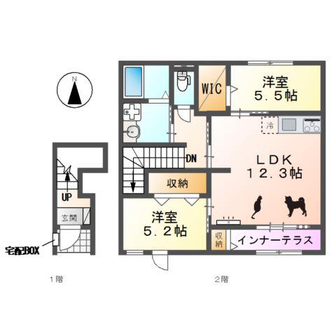 ミルフィーユ(2LDK/2階)の間取り写真
