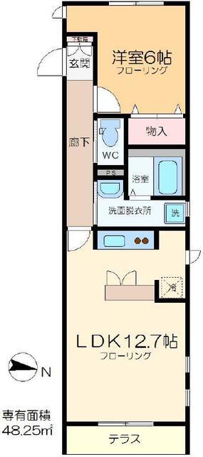 ラウレア 興宮(1LDK/1階)の間取り写真