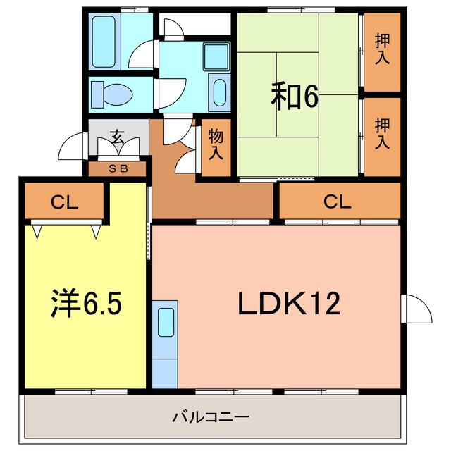 サンワード大友(2LDK/1階)の間取り写真