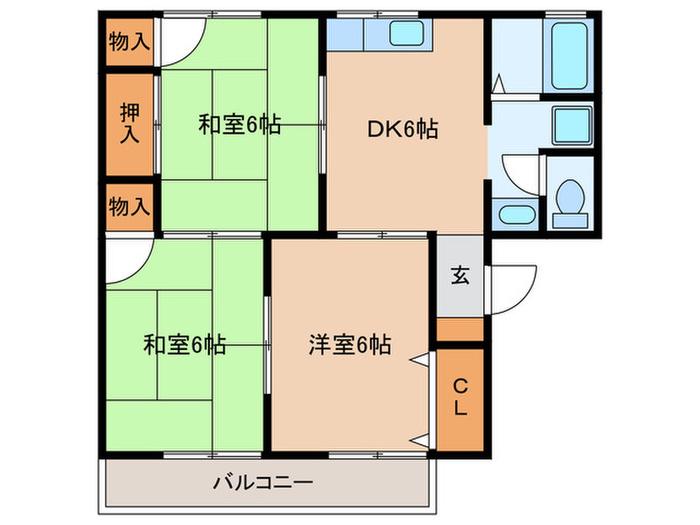 ネオアネックスI(3DK/1階)の間取り写真