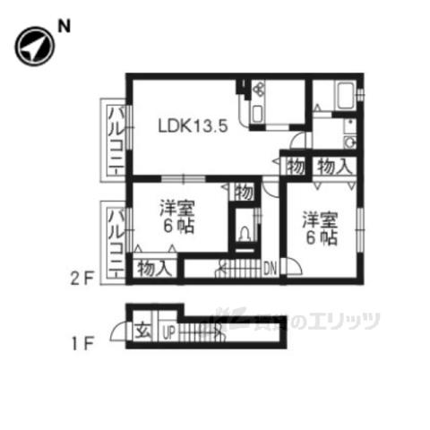 モンソレーユB棟(2LDK/2階)の間取り写真