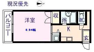 セレニテ伊勢ヶ丘(1K/1階)の間取り写真