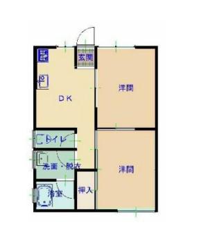 マンション高塚(2DK/1階)の間取り写真