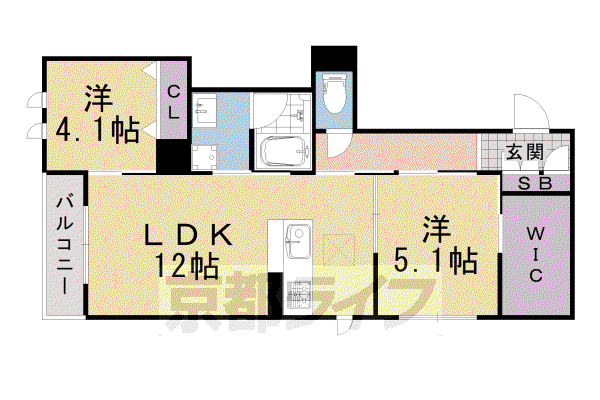 シャーメゾン桂川(2LDK/1階)の間取り写真