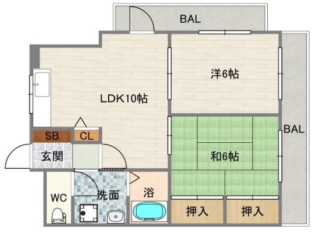 ルミエール中野(2DK/3階)の間取り写真