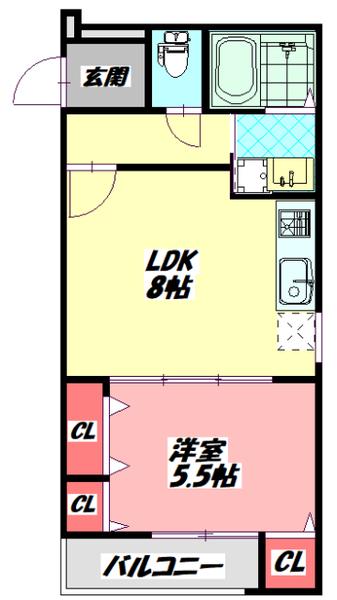 フジパレス門真浜町(1LDK/2階)の間取り写真