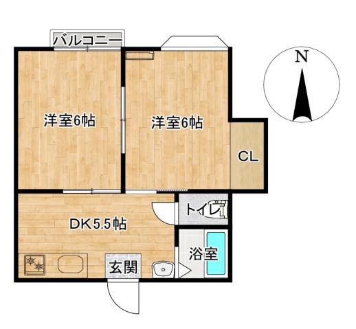 ラフロイグ天神(2DK/2階)の間取り写真